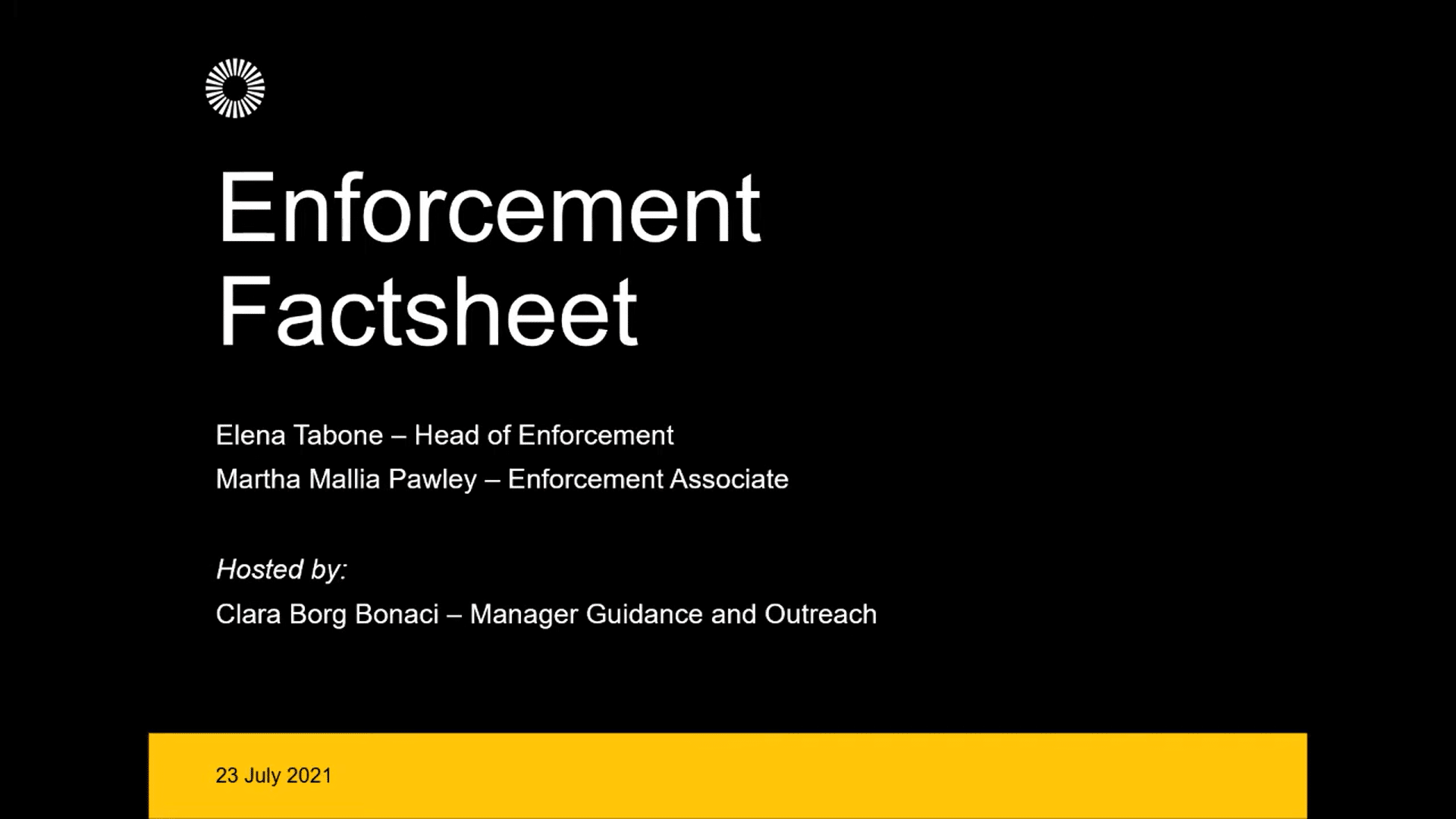 Webinar on the Enforcement Factsheet